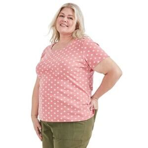 Style & Co Women's Short Sleeve‎ Printed Scoop Neck Top in Rain Sea Coral 1X $20